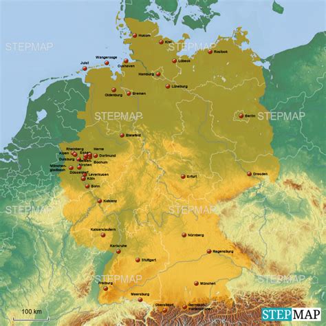 Die meisten städte liegen an den ufern dieser flüsse. StepMap - Vereine Deutschland - Landkarte für Deutschland