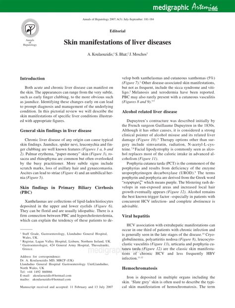 Pdf Skin Manifestations Of Liver Diseases