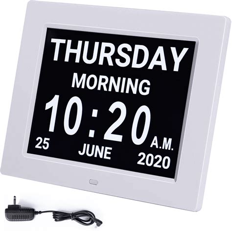 Digital Calendar Alarm Day Clock With 8 Large Screen Display Am Pm 5