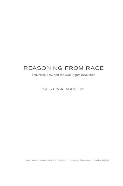 Reasoning From Race Feminism Law And The Civil Rights Revolution