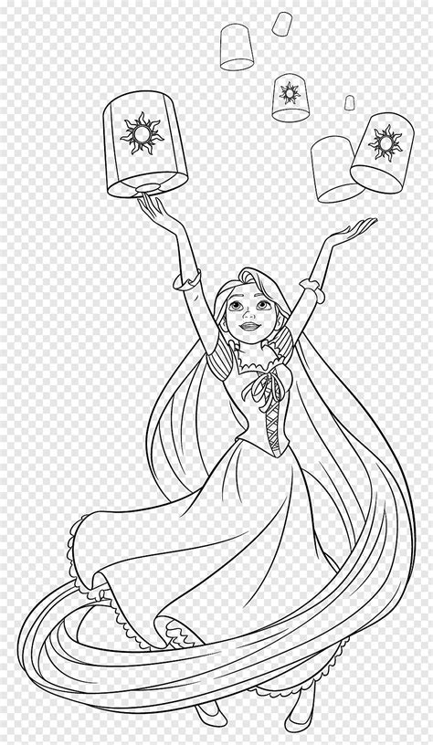 They live in a very tall tower. Rapunzel Coloring book Drawing Tiana Disney Princess ...