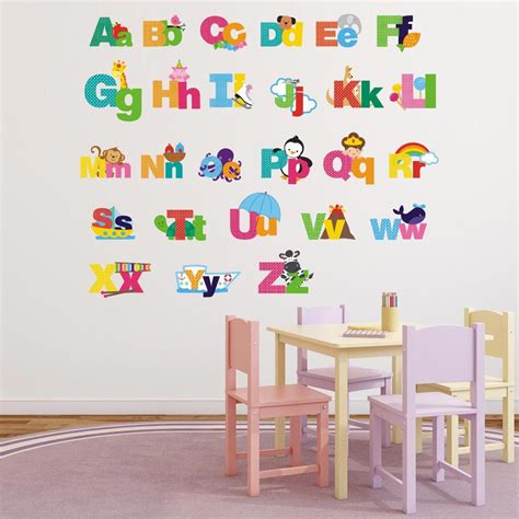 Picture Alphabet Wall Decals Letters Wall Stickers Letter Etsy Wall