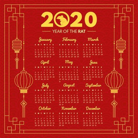 Free Vector Hand Drawn Chinese New Year Calendar
