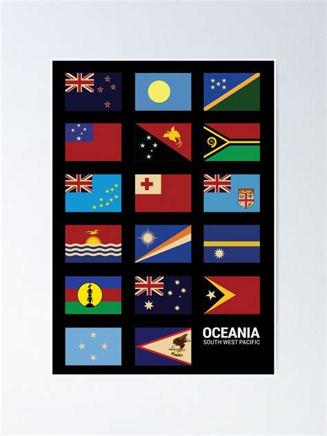 Oceania Country Flags Set Poster For Sale By Kewaleetee Redbubble