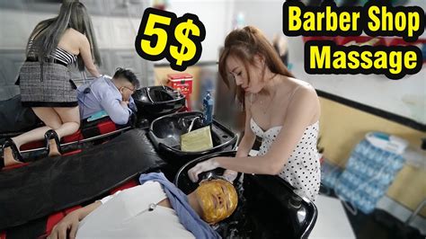 Vietnam Barber Shop Massage Face And Head Wash Hair With Beautiful Girl