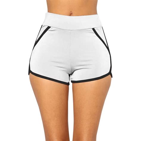 2018 sexy striped women running shorts push up fitness short leggin high waist gym trunks slim