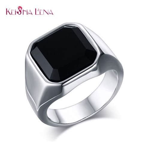Keisha Lena New Design Big Stone Ring For Man Stainless Steel Mans