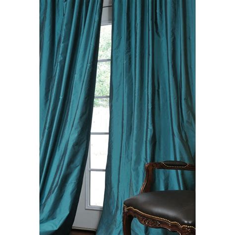 Exclusive Fabrics Faux Silk Signature Teal 108 Inch Curtain Panel