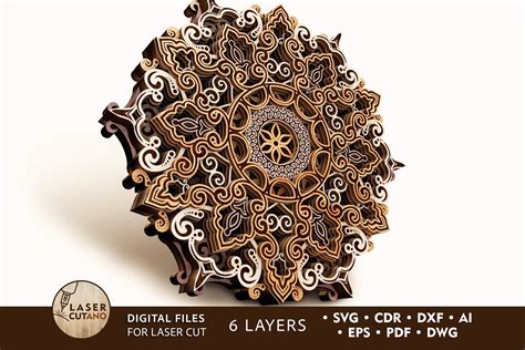 Laser Cut Mandala Dxf File With Engraved And Wood Mandala Art Etsy Uk