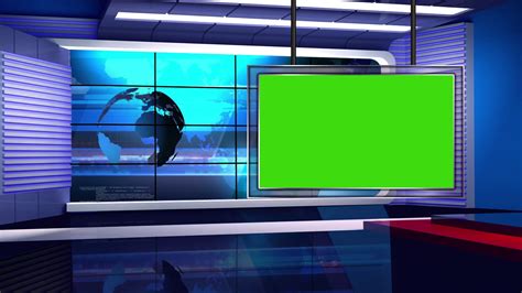 News Tv Studio Set 14 Virtual Green Screen Stock Footage SBV