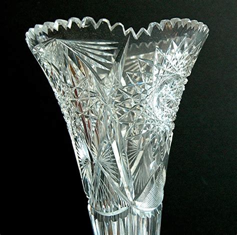 Vintage Tall American Brilliant Crystal Cut Vase Etsy