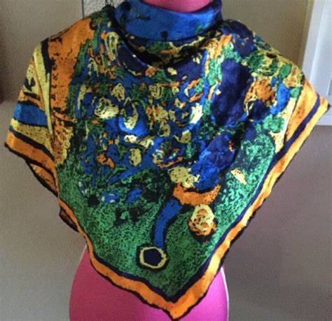 Anne De Levil Paris Scarf Floral Brightly Colored Ebay Large Silk