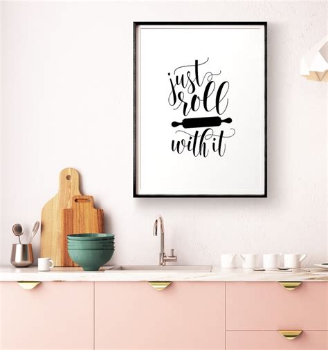 Funny Kitchen Art Just Roll With It Printable Art Kitchen Etsy