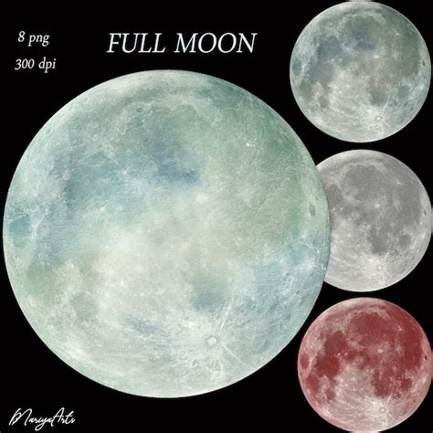 Full Moon Phase Clipart Png Full Moon Art Silver Moon Gold Etsy
