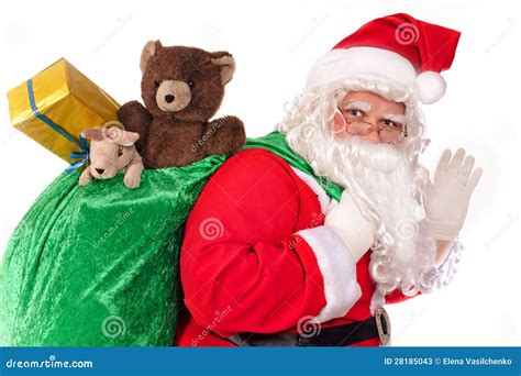 Santa Claus Holding Bag Stock Image Image Of Bawl Happy 28185043