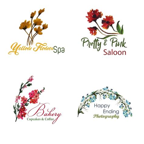 Free Vector Watercolor Floral Logo Collection