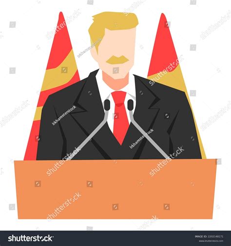 President Leader Making Speech Flag Background Stock Vector (Royalty