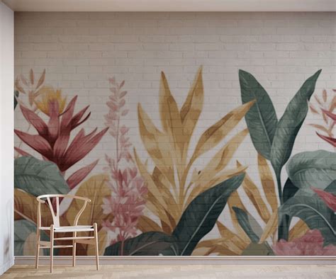 Tropical Brick Wallpaper Mural Bobbi Beck