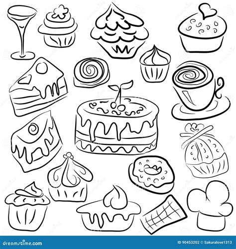 Sweets Drawn By Outline Stock Illustration Illustration Of Holiday