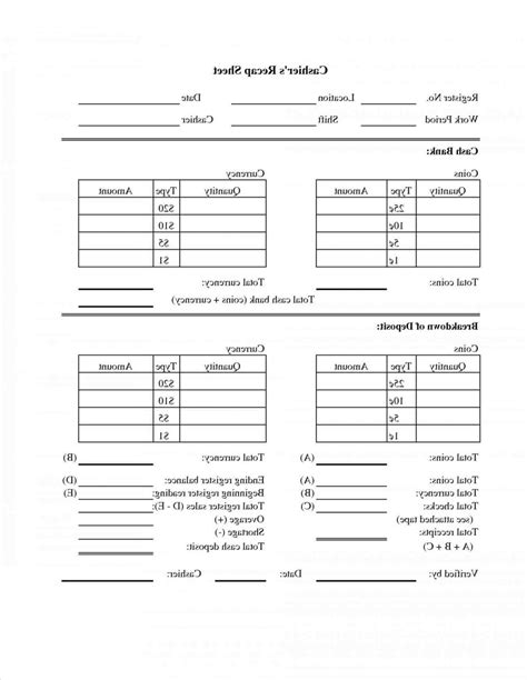 Cash reconciliation form template lovely bank reconciliation. Cash Drawer Reconciliation Sheet - Sample Templates - Sample Templates