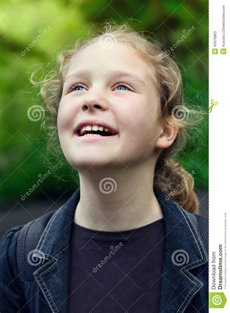Happy Beautiful Little Girl Outdoors Stock Photo Image