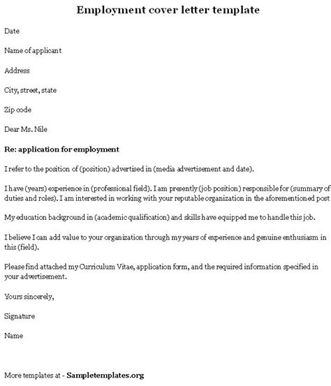 employment template  cover letter