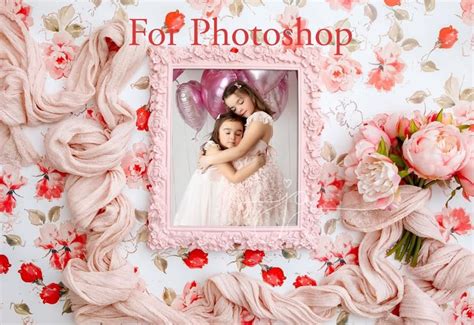 Valentines Photoshop Template Floral Portrait Etsy In 2021