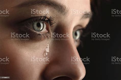 Closeup Of Female Eyes With Tears Running Down Stock Photo Download