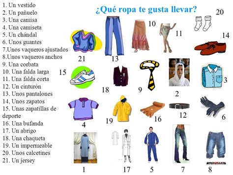 Spanish Clothes Vocabulary And Gustar ¿qué Ropa Te Gusta Llevar