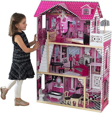 Maison De Poupées En Bois Amelia Incluant Accessoires Et Mobilier Doll House Wooden Dollhouse