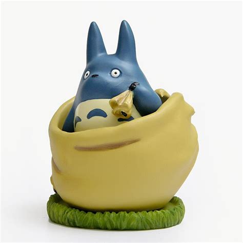 Mini My Neighbor Blue Totoro Figurines With Bag Flower Pot Toy Set 2016
