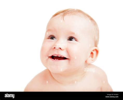 Cute Happy Baby Smiling On White Stock Photo Alamy