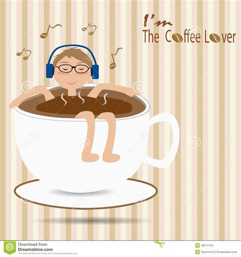 Lots and lots of silence. Male Floating In The Cup Of Coffee And Listen To The Music Stock Vector - Illustration of lovers ...