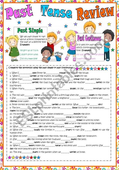 Past Tense Review Past Simple And Past Continuous Esl Worksheet By Esther