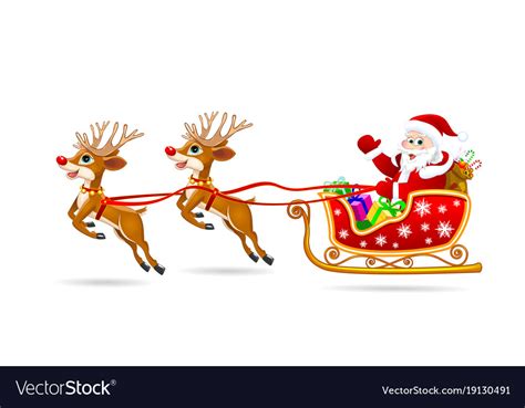 Santa On Sleigh With Deer Royalty Free Vector Image
