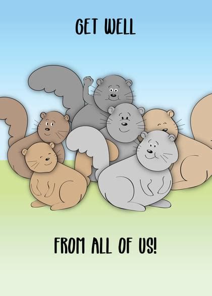 Squirrels Get Well General Card With Your Own Handwriting Cards By