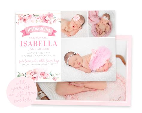 Online Birth Announcement Template Free