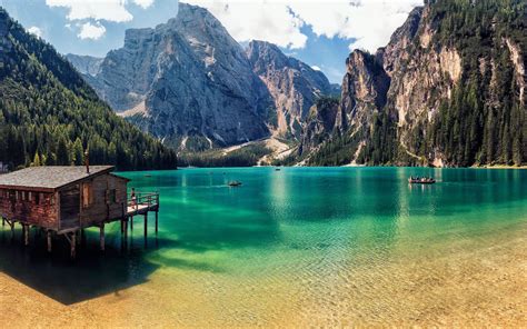 Pragser Wildsee Italy Blue Mountain Lake Clear Water