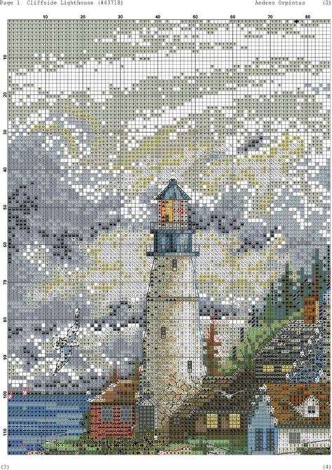 Description additional details this lighthouse counted cross stitch pattern entitled cape cod homestead shows a cottage and lighthouse on a hill overlooking the ocean. Lighthouse | Cross stitch landscape, Simple cross stitch ...