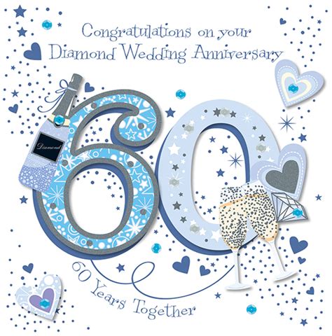Handmade Diamond 60th Wedding Anniversary Greeting Card By Talking