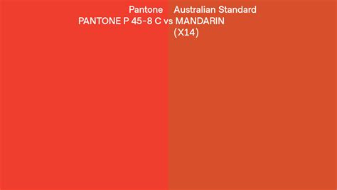 Pantone P 45 8 C Vs Australian Standard Mandarin X14 Side By Side