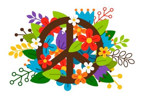 A pair represents the man and the woman as a couple. Peace Symbol with Flowers ~ Graphic Objects ~ Creative Market