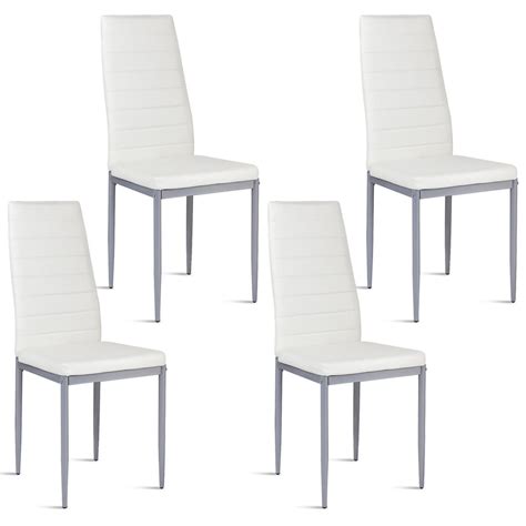 Dining table and chair sets. Costway Set of 4 PU Leather Dining Side Chairs Elegant Design Home Furniture White - Walmart.com ...