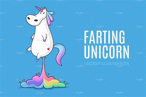 Farting Unicorn Animal Illustrations Creative Market