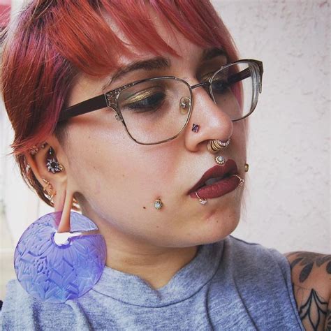 Girlswithpiercings Stretchedseptum Triple Helix Piercing Double Lobe Piercing Stretched Ears