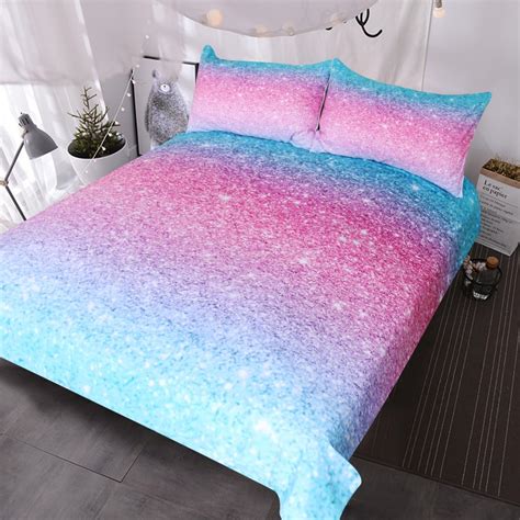 Blessliving Colorful Glitter Bedding Girly Turquoise Teal Blue Pink Pastel Colors