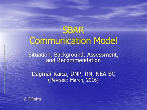 Sbar Communication Model Situation Background Assessment And Recommendation