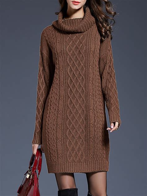 Solid Elegant Cowl Neck Shift Sweater Dress Stylewe Com