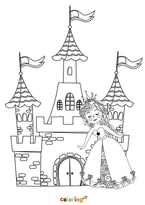 Download now (png format) my safe download promise. Princess In Castle Coloring Page | Coloring pages, Castle ...