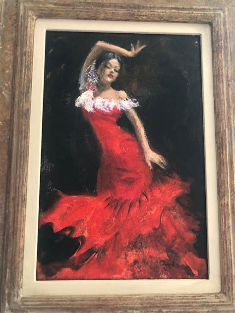 Rene Jerome Legrand Spanish Flamenco Dancer In Red Dress Small Framed
